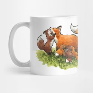 Fox Family watercolour painting Mug